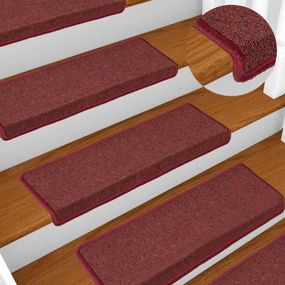 Stair Mats 15 pcs 65x21x4 cm Bordeaux Rectangular Edge
