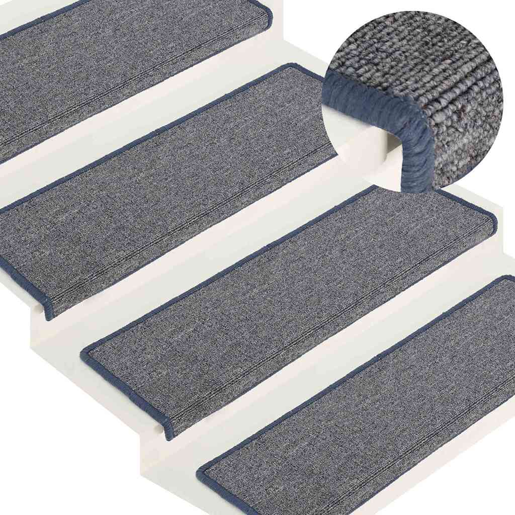 Stair Mats 15 pcs 65x21x4 cm Light Grey and Blue Rectangular Edge