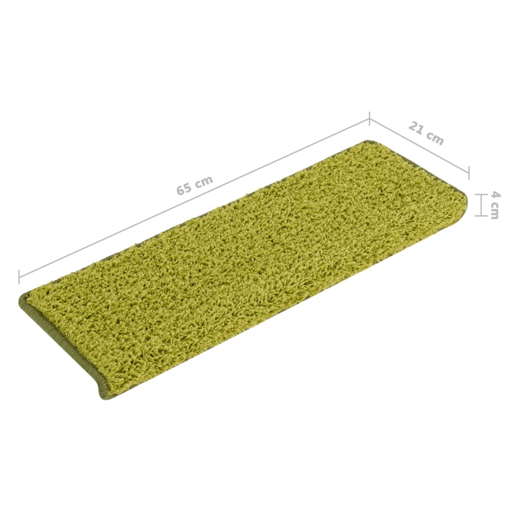Stair Mats 15 pcs 65x21x4 cm Green Rectangular Edge