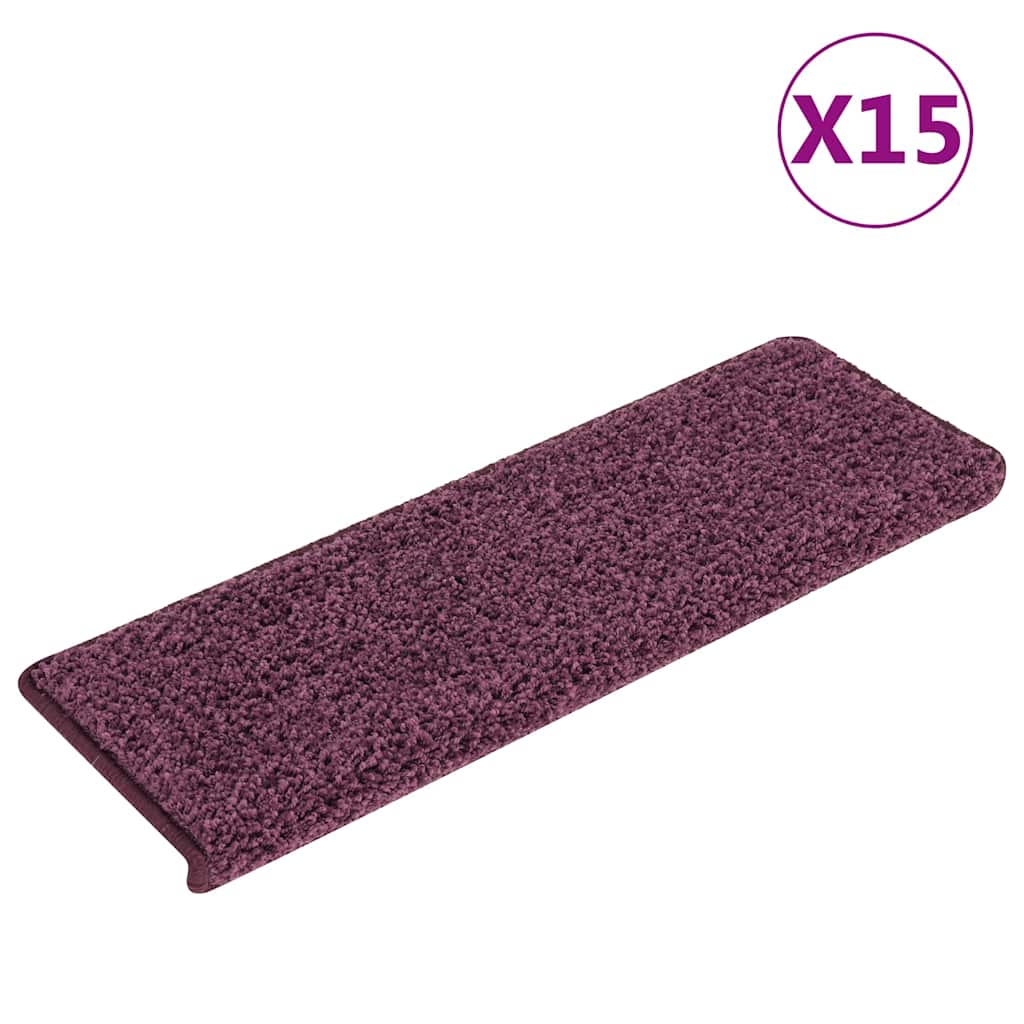 Stair Mats 15 pcs 65x21x4 cm Dark Purple Rectangular Edge