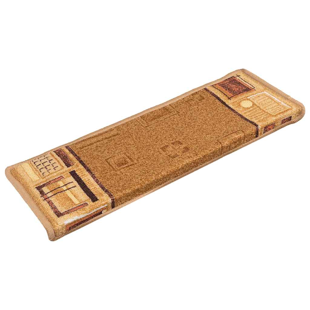 Stair Mats Self-adhesive 15 pcs 65x21x4 cm Beige
