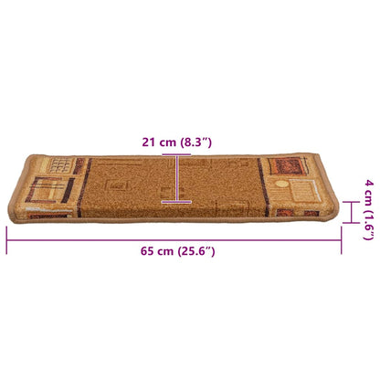 Stair Mats Self-adhesive 15 pcs 65x21x4 cm Beige