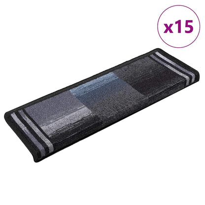 Stair Mats Self-adhesive 15 pcs 65x21x4 cm Black and Grey