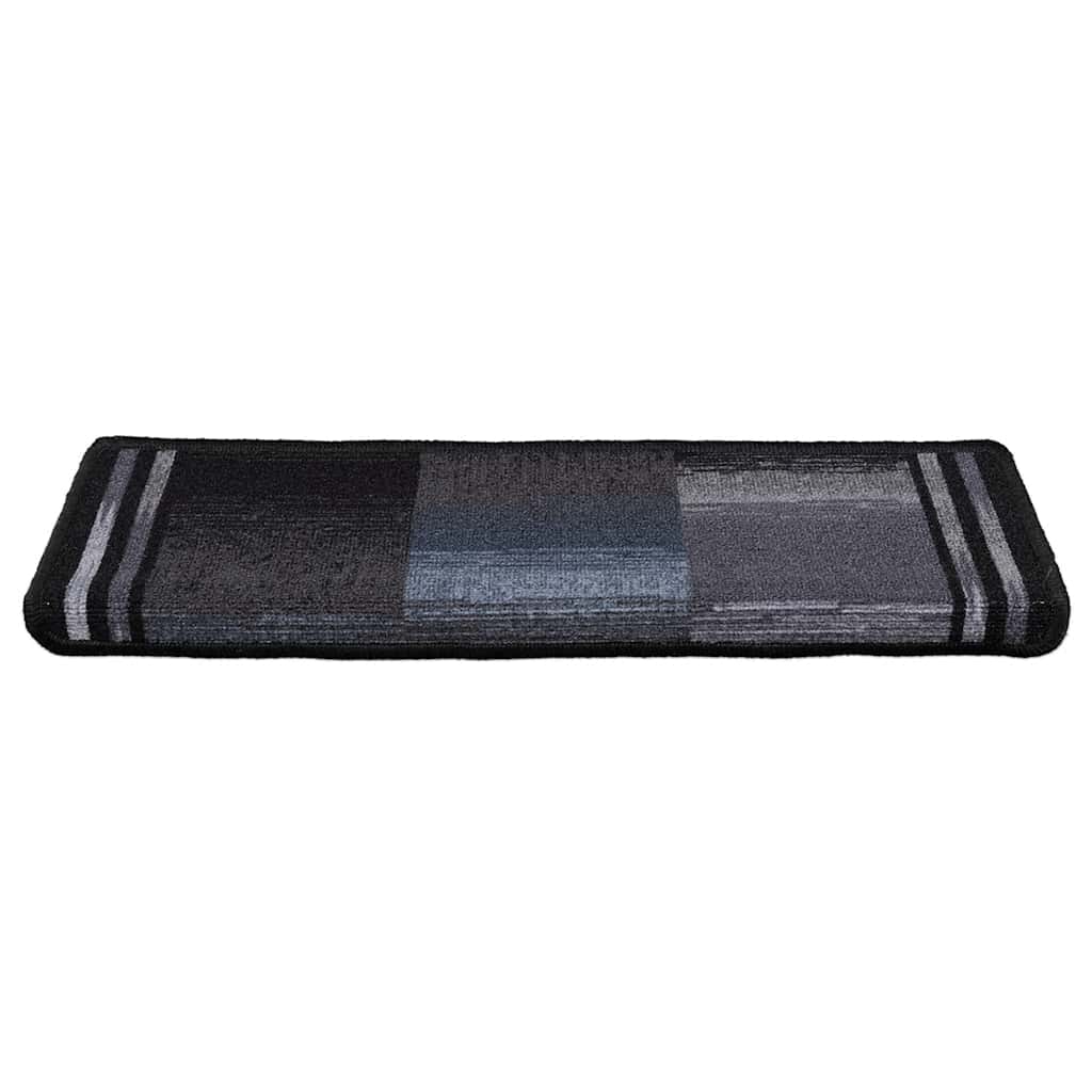 Stair Mats Self-adhesive 15 pcs 65x21x4 cm Black and Grey