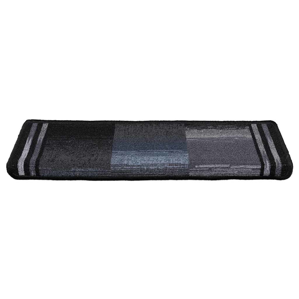 Stair Mats Self-adhesive 15 pcs 65x21x4 cm Black and Grey