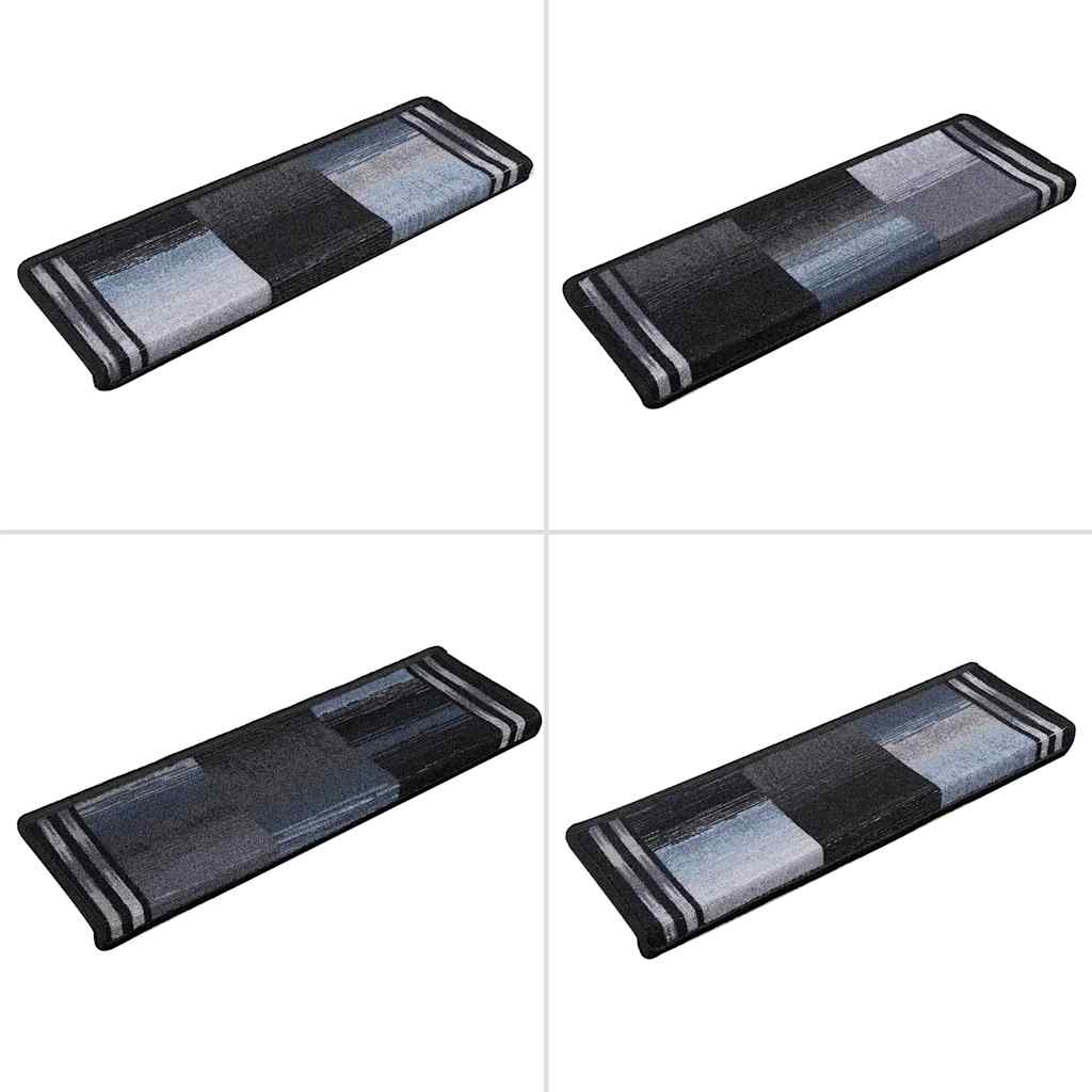 Stair Mats Self-adhesive 15 pcs 65x21x4 cm Black and Grey