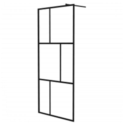Walk-in Shower Wall with Tempered Glass Black 90x195 cm