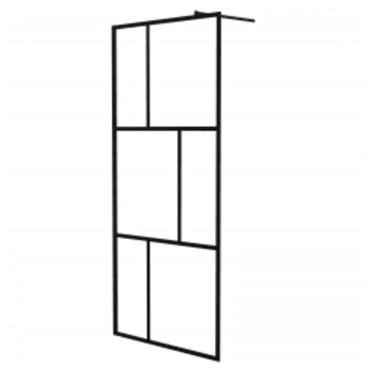 Walk-in Shower Wall with Tempered Glass Black 90x195 cm