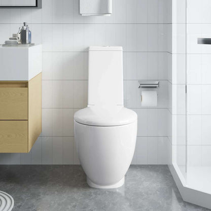 WC Ceramic Toilet Bathroom Round Toilet Bottom Water Flow White