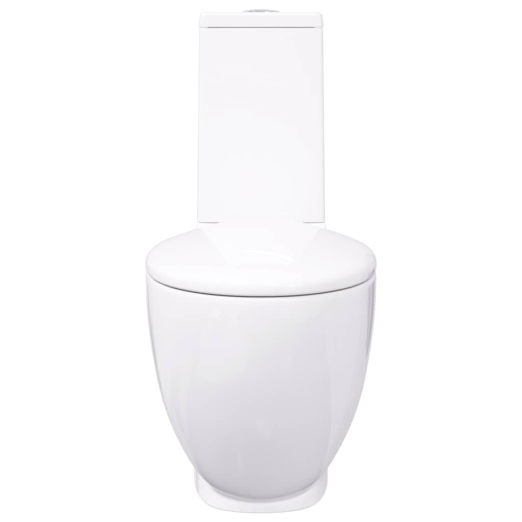 WC Ceramic Toilet Bathroom Round Toilet Bottom Water Flow White