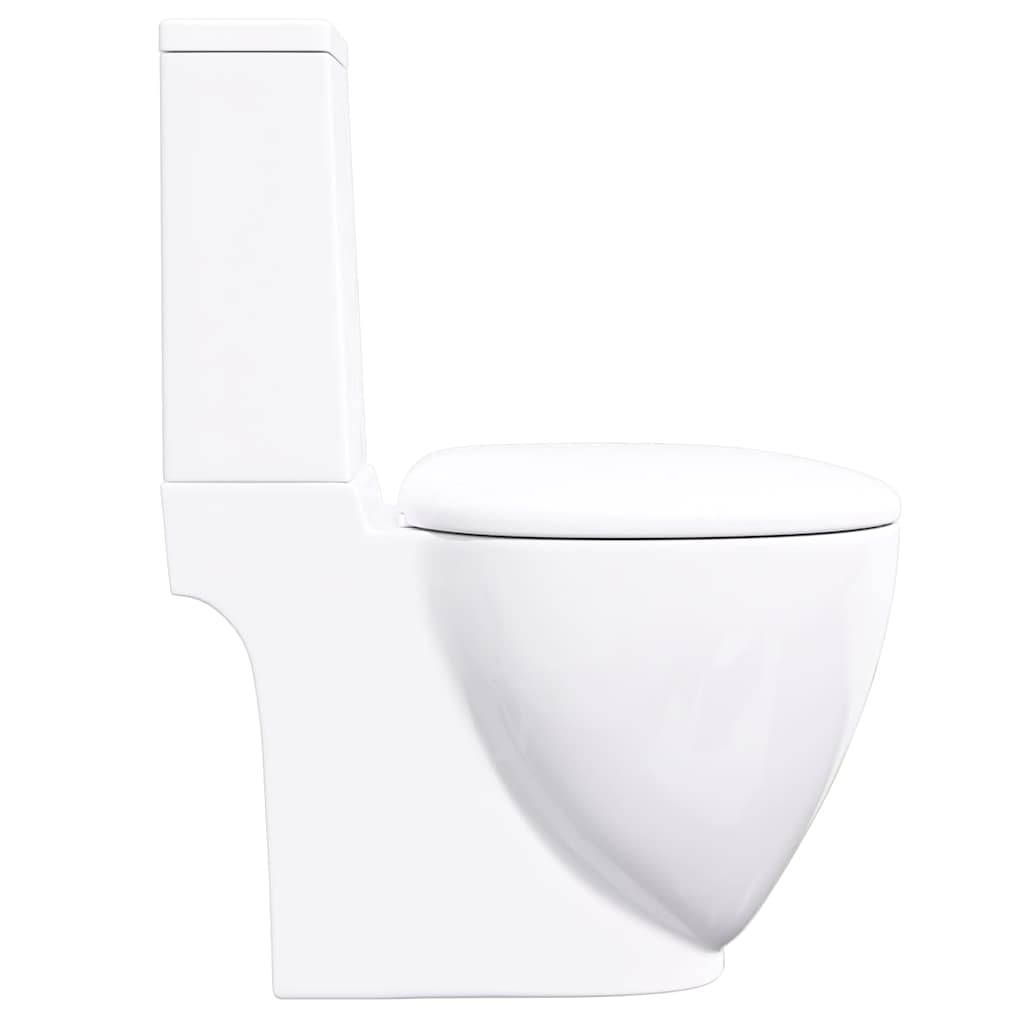 WC Ceramic Toilet Bathroom Round Toilet Bottom Water Flow White