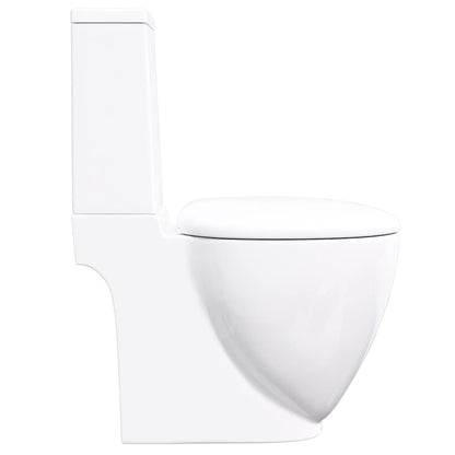 WC Ceramic Toilet Bathroom Round Toilet Bottom Water Flow White