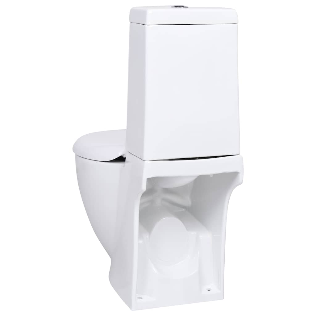 WC Ceramic Toilet Bathroom Round Toilet Bottom Water Flow White