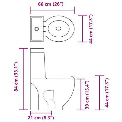 WC Ceramic Toilet Bathroom Round Toilet Bottom Water Flow White
