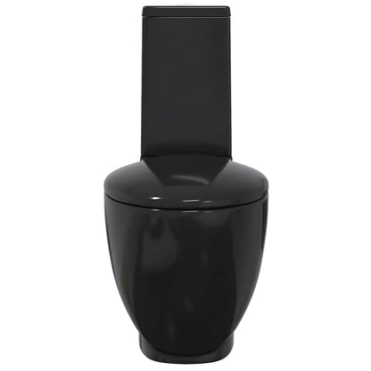WC Ceramic Toilet Bathroom Round Toilet Bottom Water Flow Black