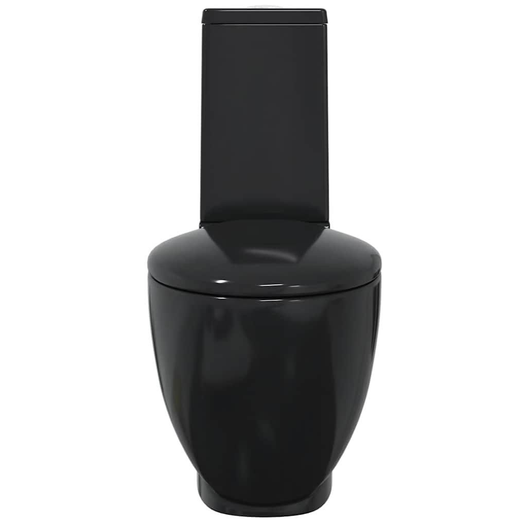 WC Ceramic Toilet Bathroom Round Toilet Bottom Water Flow Black