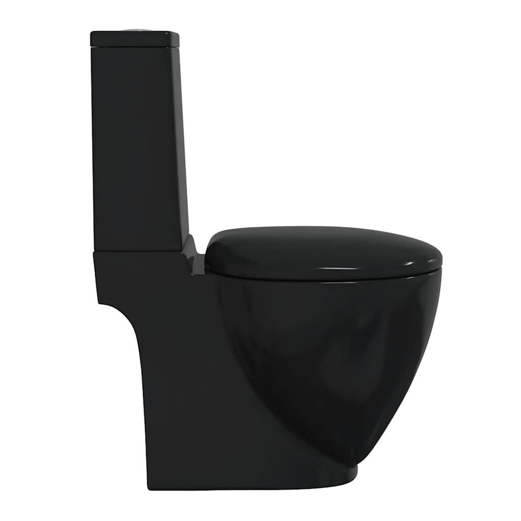 WC Ceramic Toilet Bathroom Round Toilet Bottom Water Flow Black