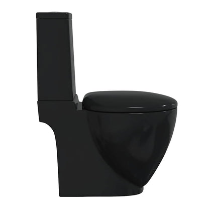 WC Ceramic Toilet Bathroom Round Toilet Bottom Water Flow Black