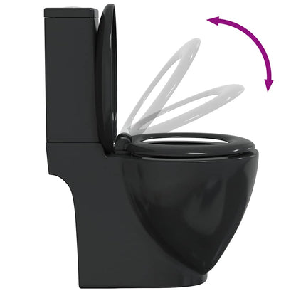 WC Ceramic Toilet Bathroom Round Toilet Bottom Water Flow Black