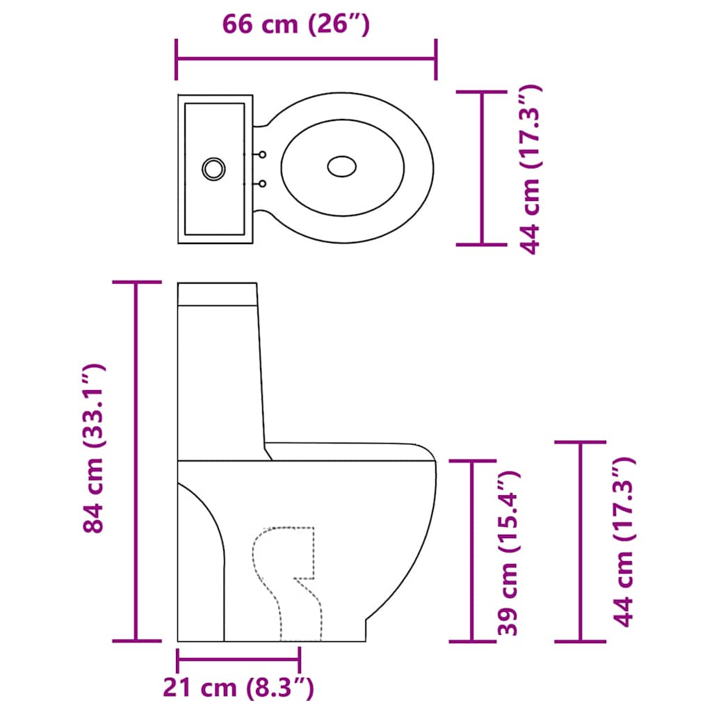 WC Ceramic Toilet Bathroom Round Toilet Bottom Water Flow Black