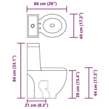 WC Ceramic Toilet Bathroom Round Toilet Bottom Water Flow Black