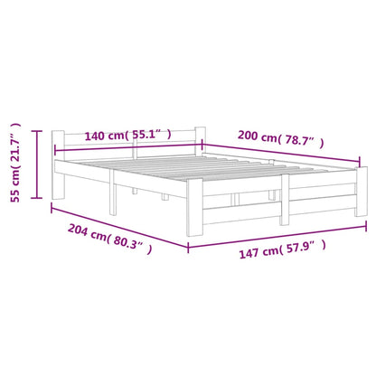 Bed Frame without Mattress Solid Pine Wood 140x200 cm