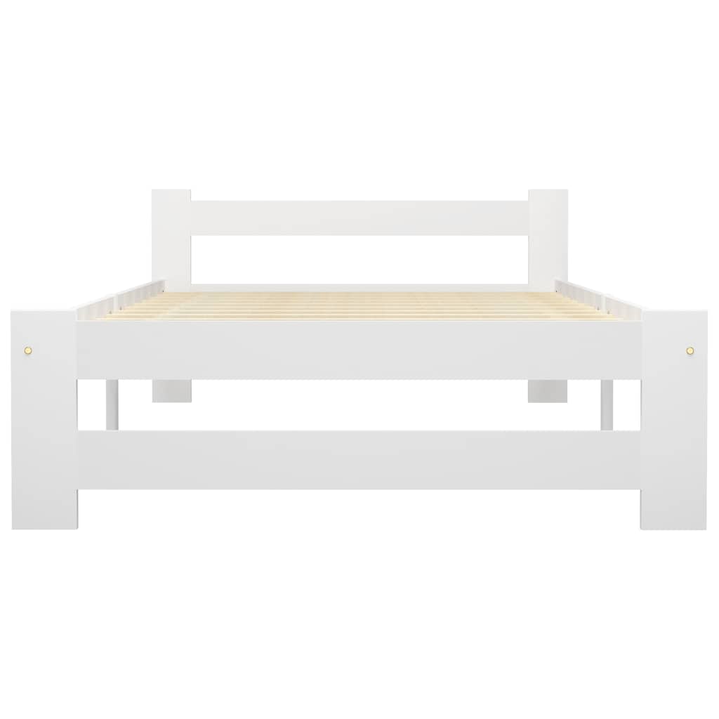 Bed Frame without Mattress White Solid Pine Wood 100x200 cm
