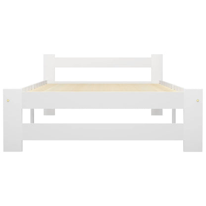 Bed Frame without Mattress White Solid Pine Wood 100x200 cm