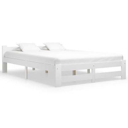 Bed Frame without Mattress White Solid Pine Wood 120x200 cm