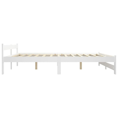 Bed Frame without Mattress White Solid Pine Wood 120x200 cm