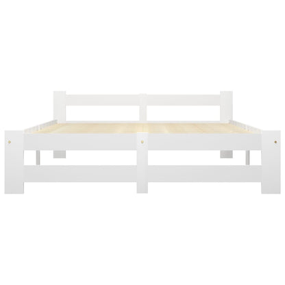 Bed Frame without Mattress White Solid Pine Wood 140x200 cm