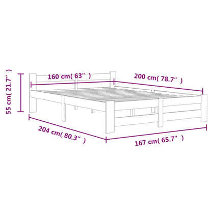 Bed Frame | White | Solid pine wood, plywood | 160x200 cm |  Durable