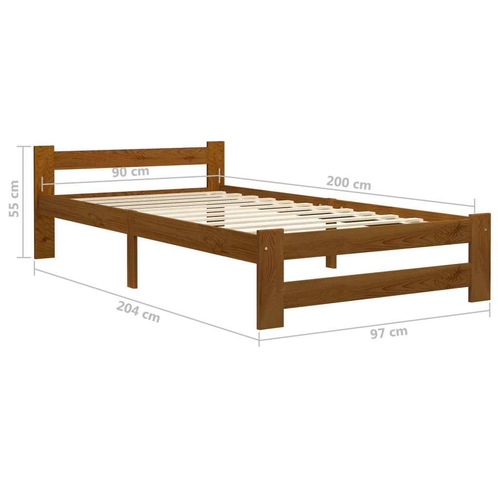 Bed Frame | Honey brown | Solid pine wood, plywood | Single | Durable