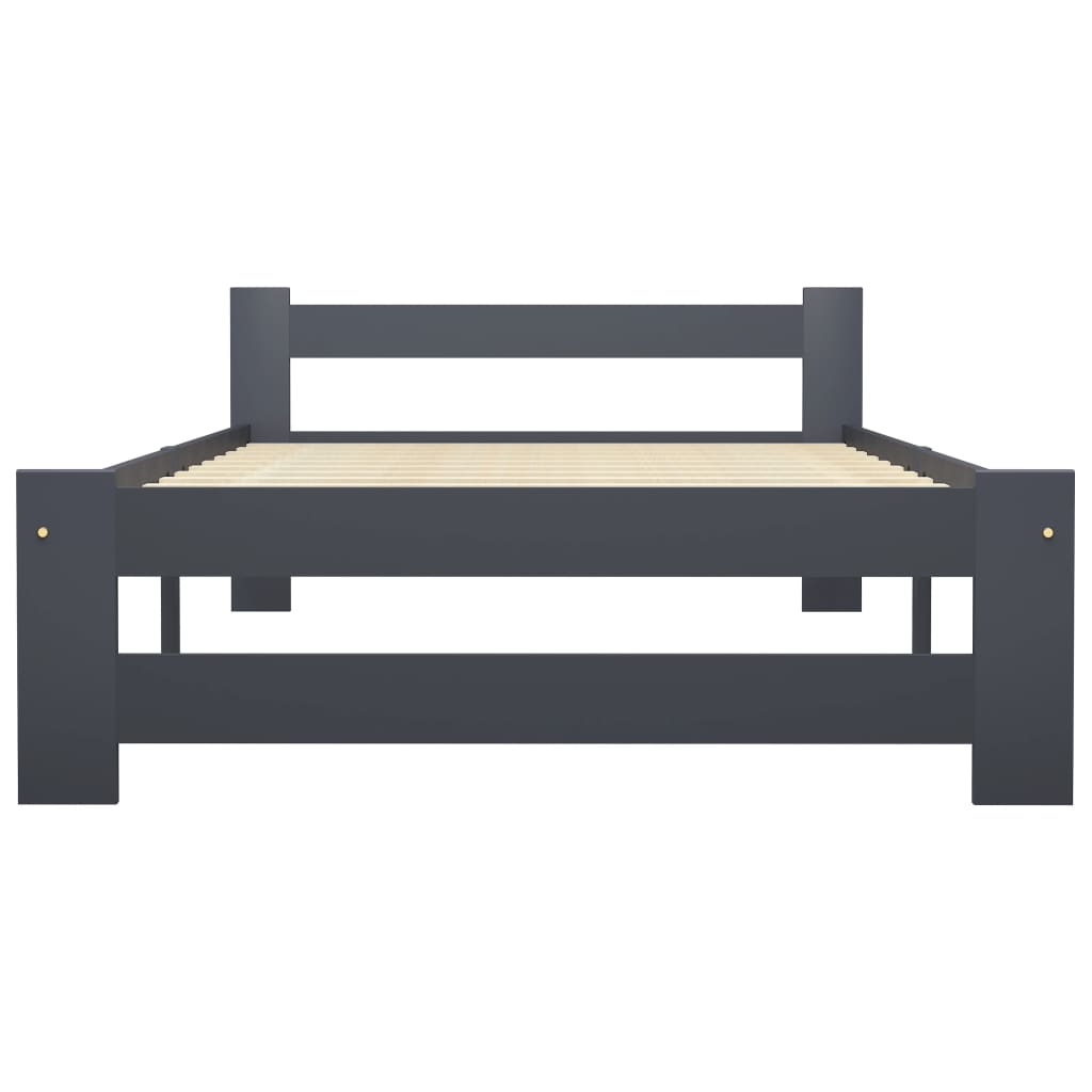 Bed Frame | Dark Grey | Solid Pine Wood, Plywood | Single | Durable