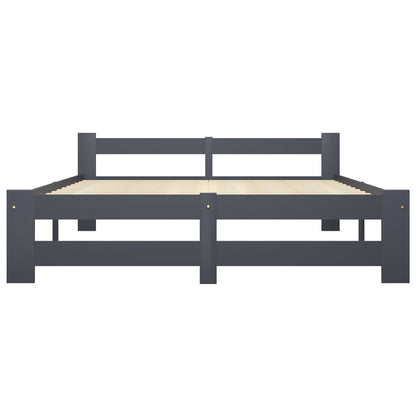 Bed Frame | Dark Grey | Solid Pine Wood, Plywood | Double |  Durable