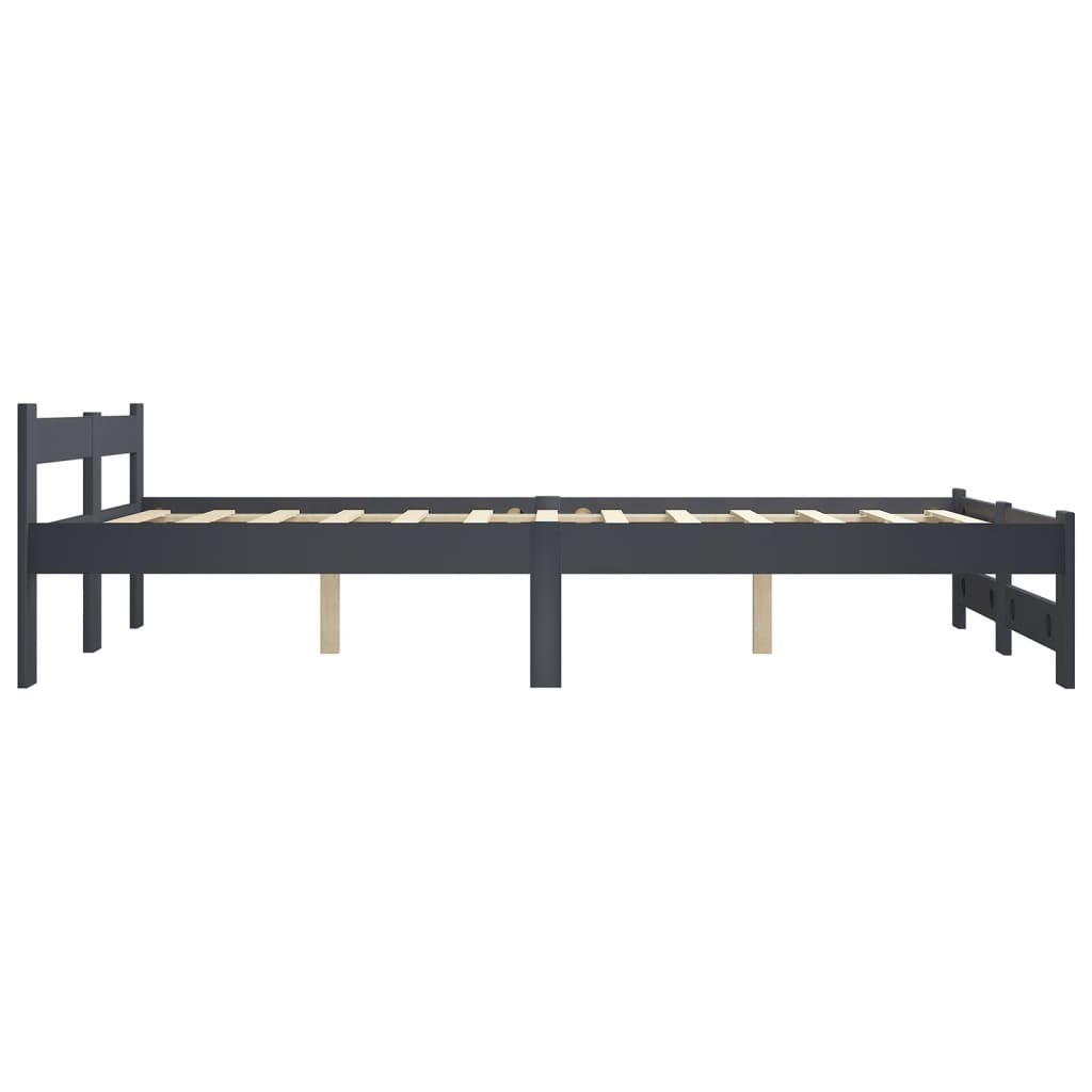 Bed Frame | Dark Grey | Solid Pine Wood, Plywood | Double |  Durable