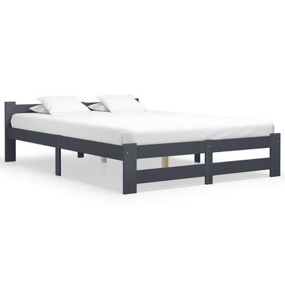 Bed Frame | Dark Grey | Solid Pine Wood, Plywood | Double | Durable