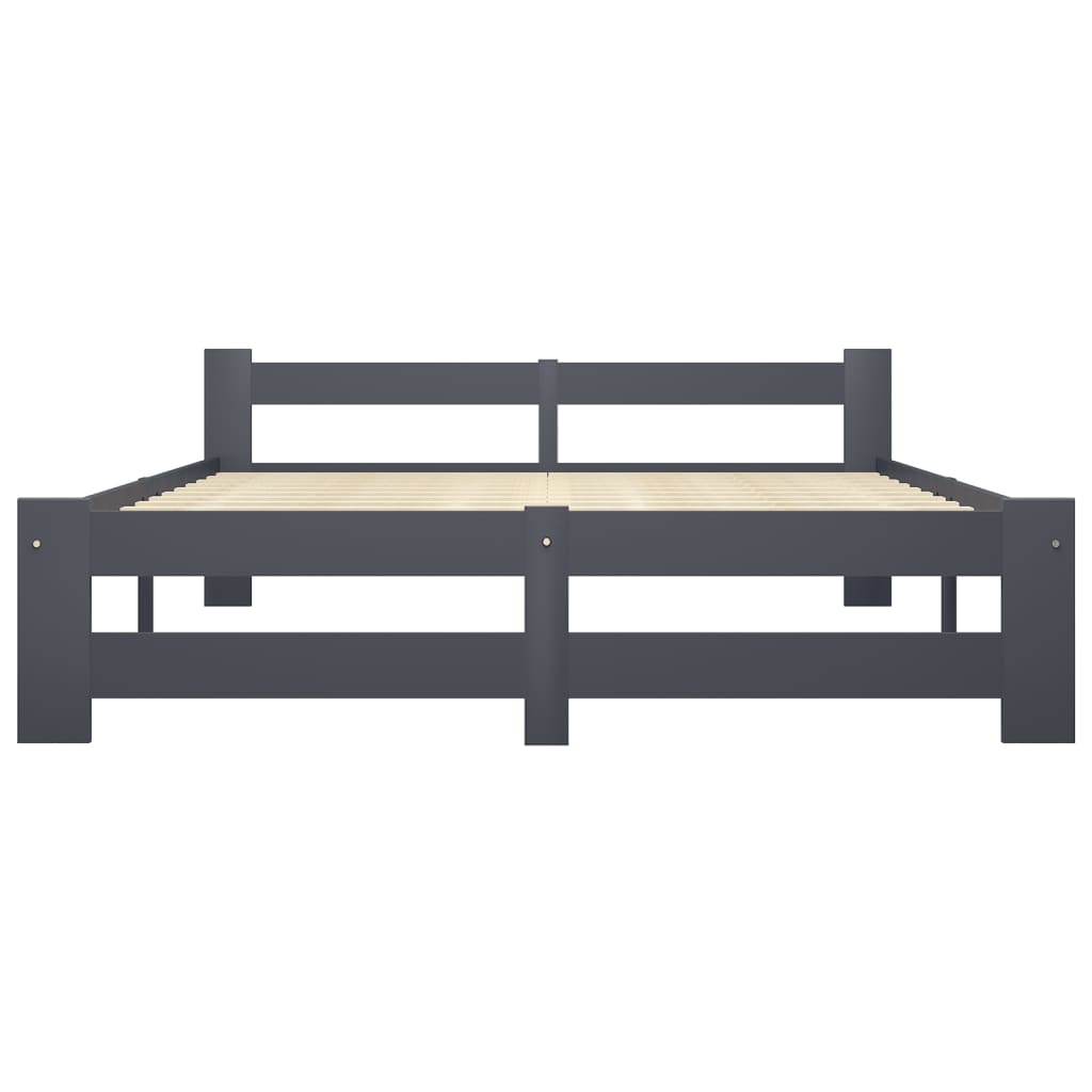 Bed Frame | Dark Grey | Solid Pine Wood, Plywood | Double | Durable