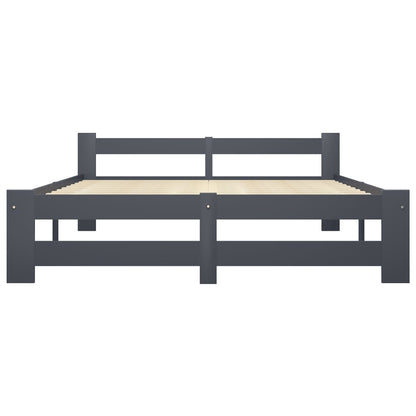 Bed Frame | Dark Grey | Solid Pine Wood, Plywood | Double | Durable