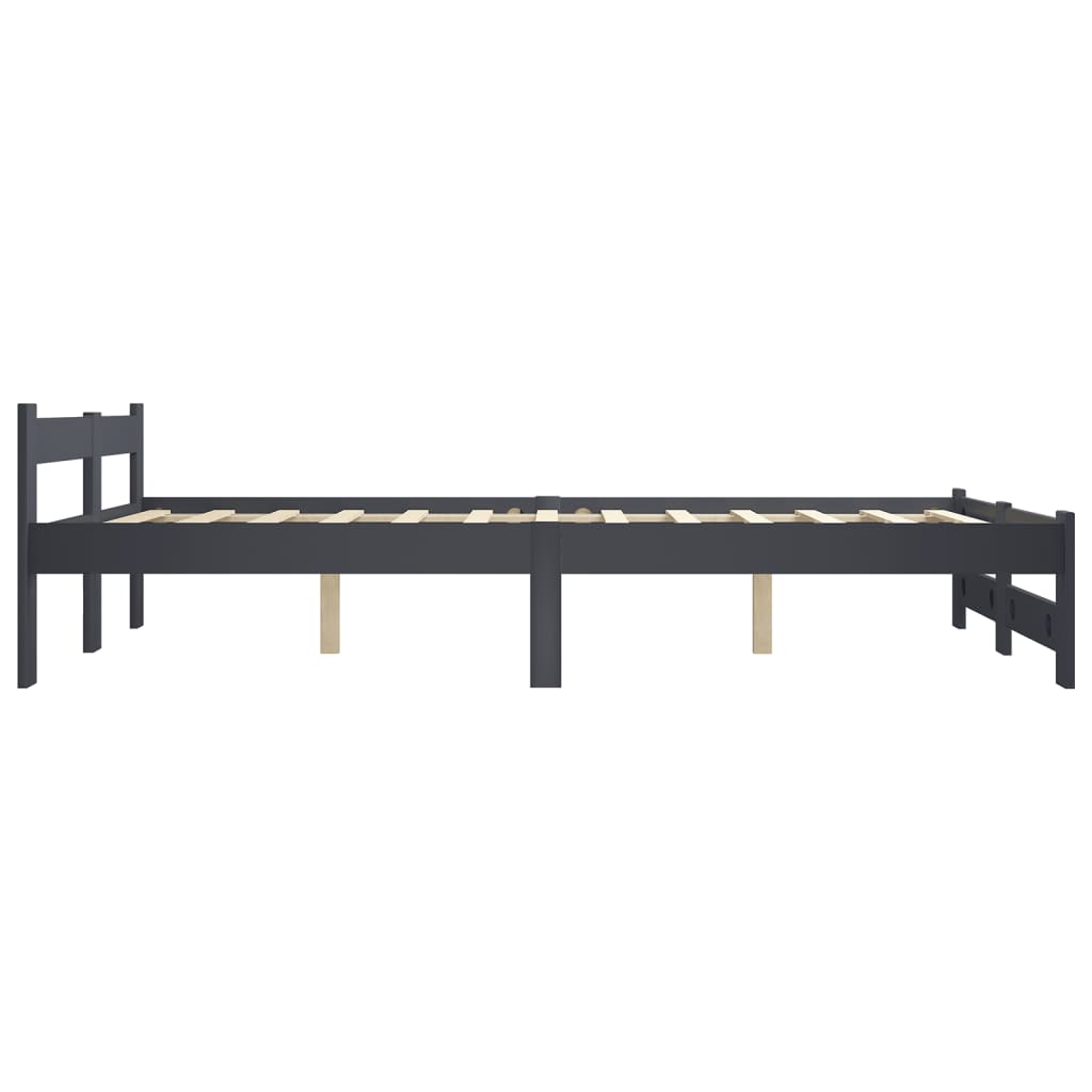 Bed Frame | Dark Grey | Solid Pine Wood, Plywood | Double | Durable