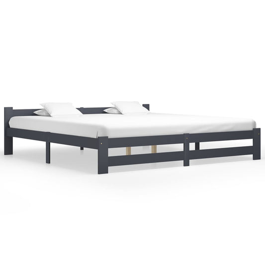 Bed Frame | Dark Grey | Solid pine wood, plywood | Double | Durable