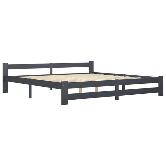 Bed Frame | Dark Grey | Solid pine wood, plywood | Double | Durable