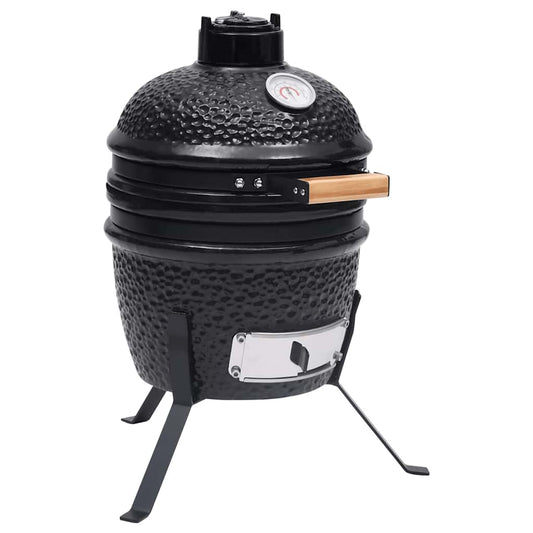 316093 vidaXL 2-in-1 Kamado Barbecue Grill Smoker Ceramic 56 cm Black