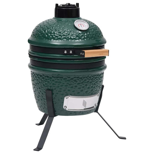 316094 vidaXL 2-in-1 Kamado Barbecue Grill Smoker Ceramic 56 cm Green