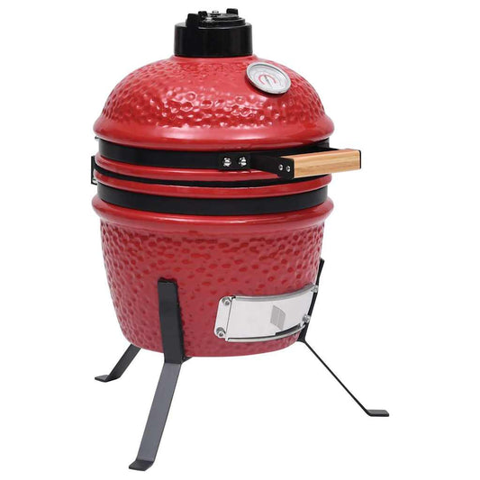 316095 vidaXL 2-in-1 Kamado Barbecue Grill Smoker Ceramic 56 cm Red