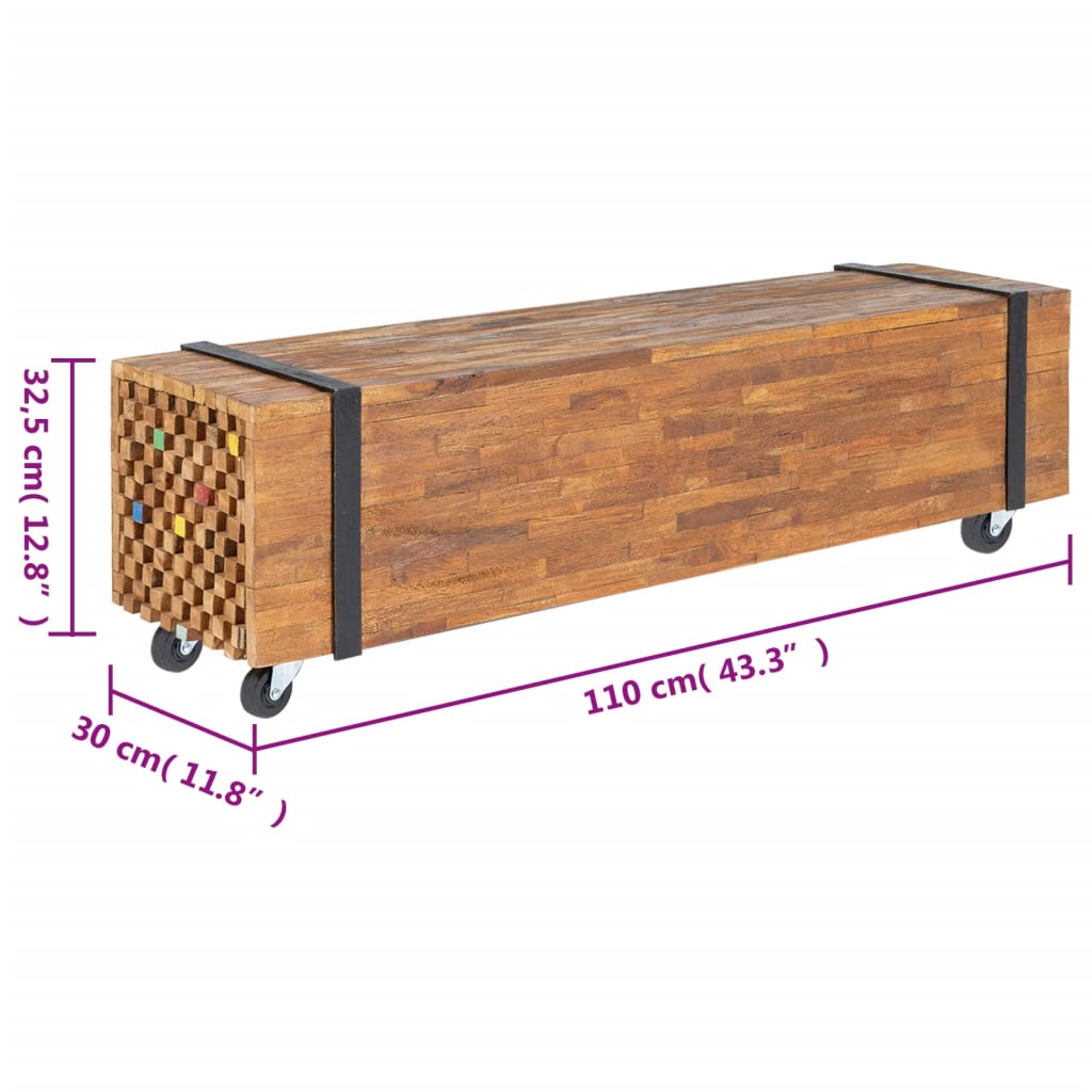 326173 vidaXL TV Stand 110x30x32,5 cm Solid Teak Wood