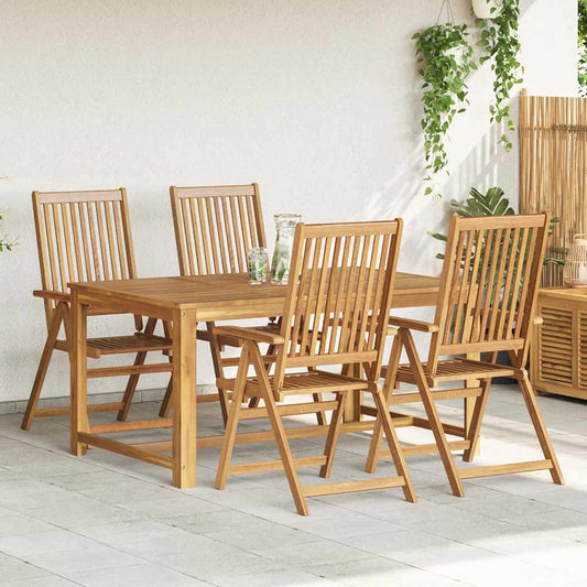 Garden Chair | Set of 4 | Natural Brown | Solid acacia wood | Medium
