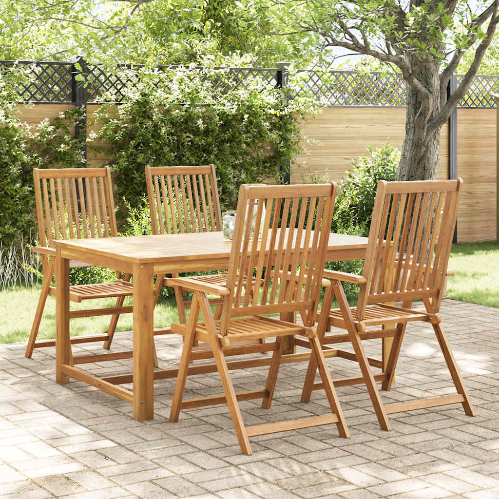 Garden Chair | Set of 4 | Natural Brown | Solid acacia wood | Medium