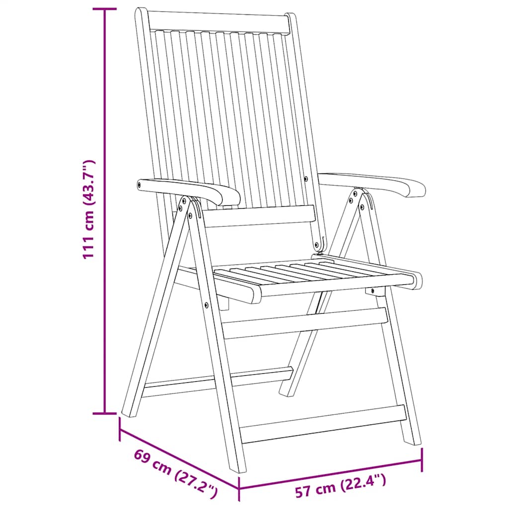 Garden Chair | Set of 6 | Brown | Solid Acacia Wood | Standard | Foldable