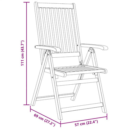 Garden Chair | Set of 6 | Brown | Solid Acacia Wood | Standard | Foldable